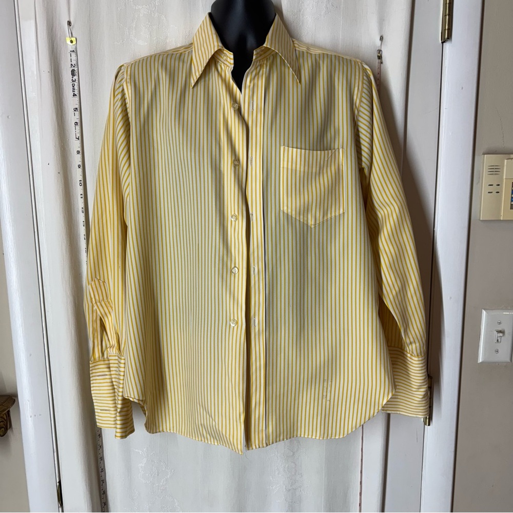 Vintage Saks Fifth Avenue Yellow Striped French Cuff Shirt